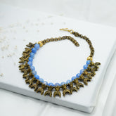 Round Faceted Aquamarine Statement Plastron Necklace