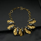 Stylish Black Onyx Oxidized Chic Plastron Necklace
