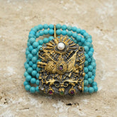 Handmade Bracelet, Unique Bracelet, Design Hand Carved Cuff Bracelet, Turquoise Stones Bracelet, Authentic Turkish Ottoman Jewelry