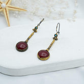 Ruby Earrigs, Gold Plated Earrigs, Gemstone Earrigns, Red Ruby Gemstone Art Deco Drop Earrings, Handmade Earrigs For Women