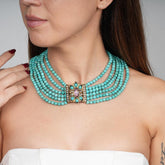 Choker Necklace, Beaded Turquoise Choker, Turquoise Necklace, Natural Turquoise Multi Layer Victorian Choker Necklace, Handmade Necklace