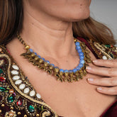 Handmade Necklace, Beaded Aquamarine Necklace, Aquamarine Choker For Women, Ottoman Style Authentic Necklace, Turkish Jewelry