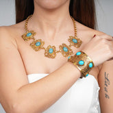 Aquamarine Necklace, Brass Pendant, Raw Aquamarine Necklace, Stunning Hand Carved  Aquamarine Choker Necklace, Handmade Necklace