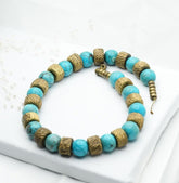 Turquoise And Sandalose Wood Collar Tribal Ethnic African Style Necklace, Handmade Necklace, Turkish jewelry