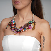 Ethnic Bib Necklace, Recycled Colouful Glass Beaded Amazigh Moroccan Bib Necklace, Handmade Necklace, Necklace For Women