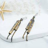 Unique Earrings, Gold Statement Dangle Drop Earrings, Yellow Gold Statement Dangle Bell Earrings, Birthday Graduation Gift for Her