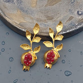 Pomegranate Earrings, Pomegranate Jewelry, Handmade Earrings, Pomegranate Design Jewelry