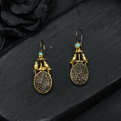 Black Zircon Hand Beaded Beautiful Drop Earrings