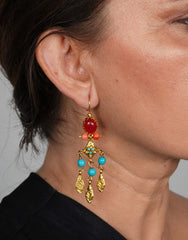 Designer Red Ageta Chandelier Moroccan Women Earrings