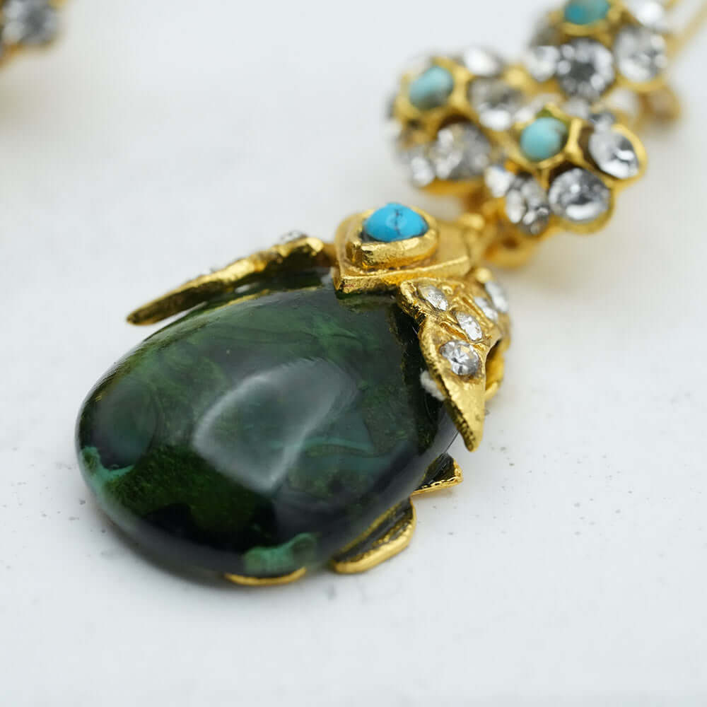 Fancy Emerald Gemstone Statement Ottoman Tear Drop Earrings