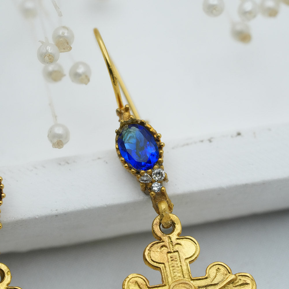 earrings gold cross