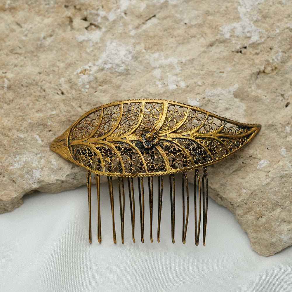 Handmade Leafed Filigree Hair Comb