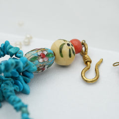 Multi Layer Beaded Blue Turquoise Torsade Women Necklace