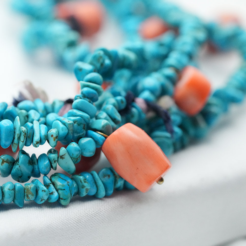 Multi Layer Beaded Blue Turquoise Torsade Women Necklace