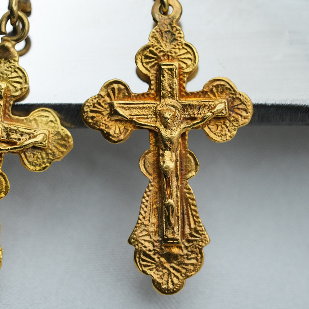 Quirky Gold Tone Jesus Crucifix Earrings With Zircon