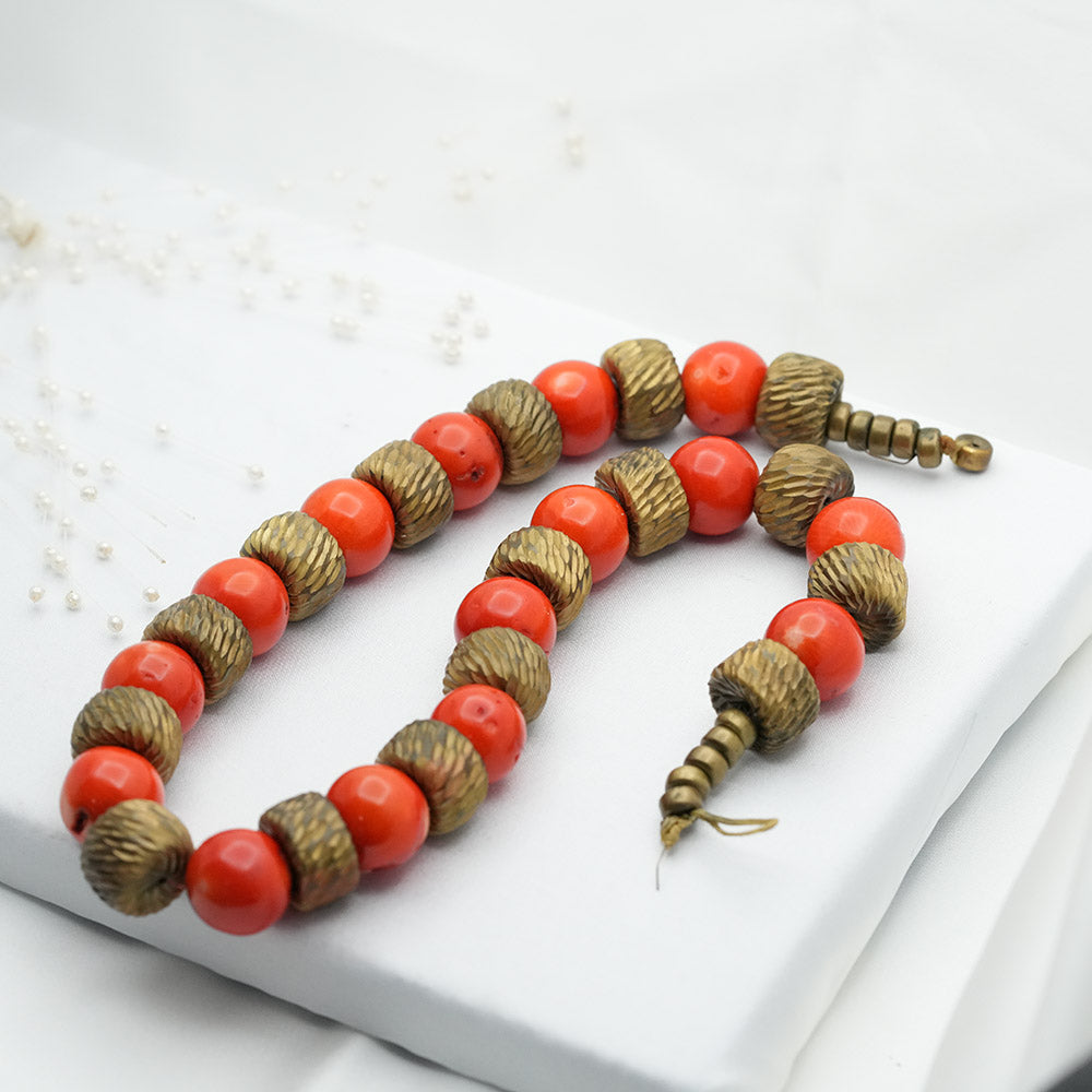 Red Coral Beaded Beautiful Berber Necklace