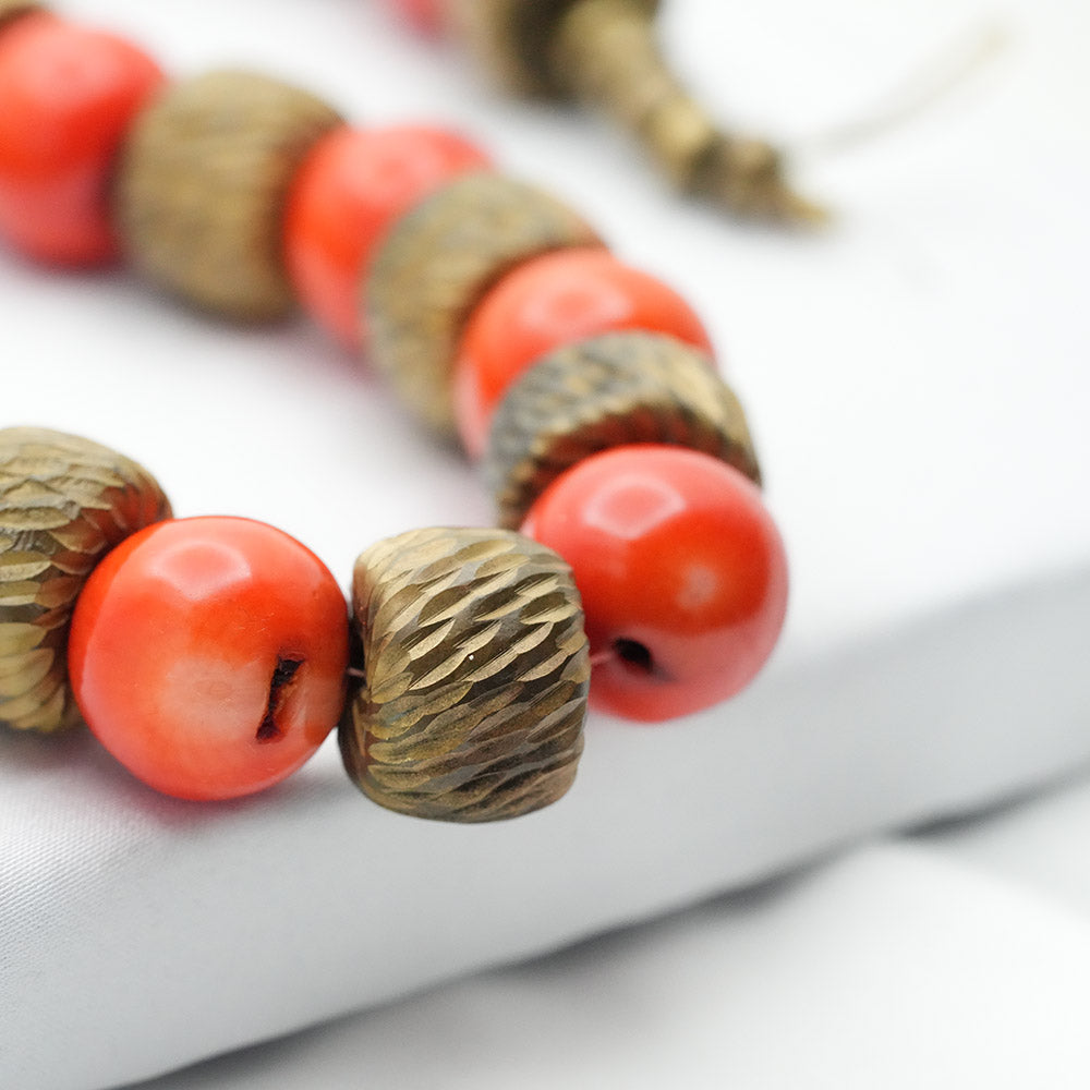 Red Coral Beaded Beautiful Berber Necklace