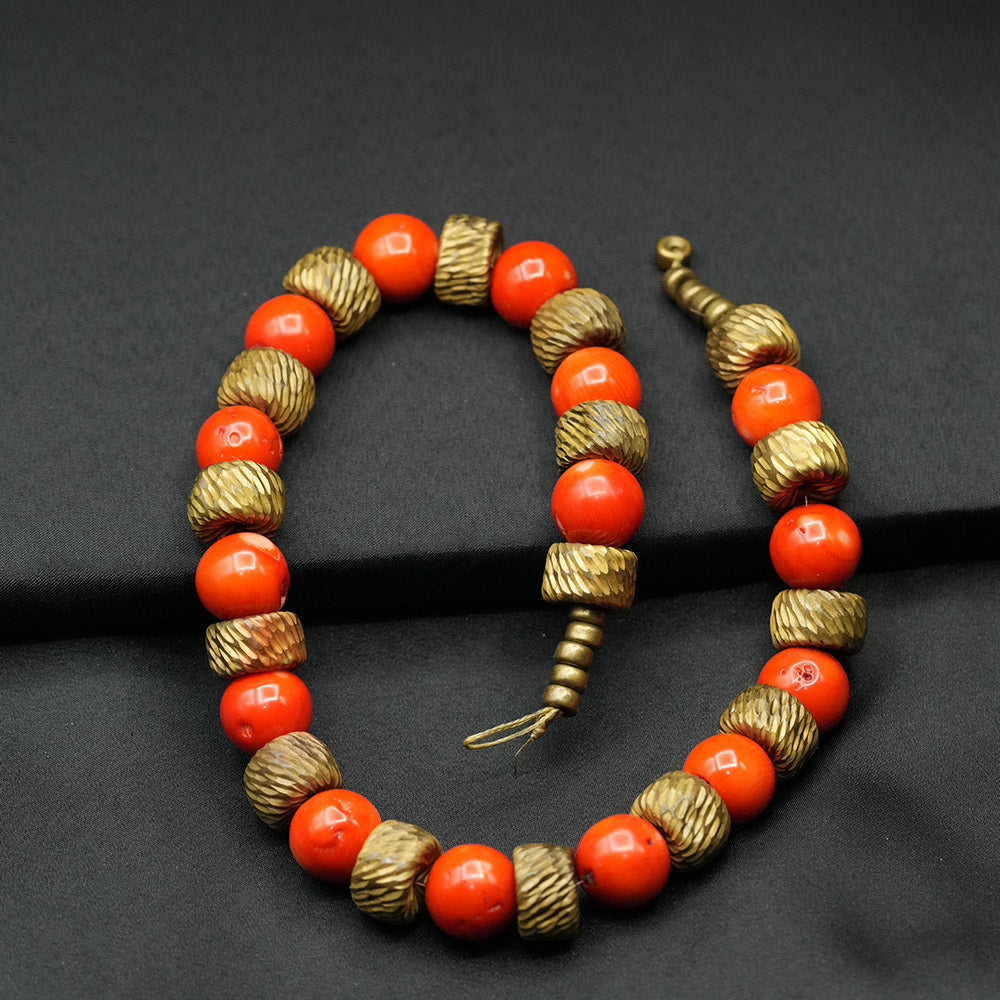 Red Coral Beaded Beautiful Berber Necklace