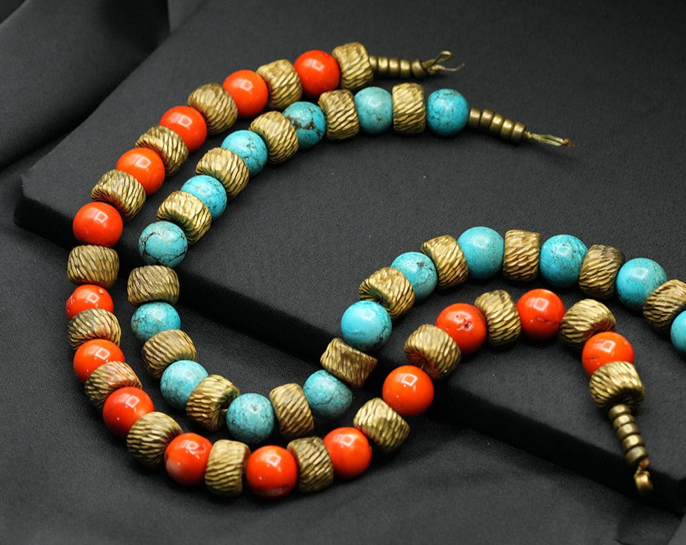 Red Coral Beaded Beautiful Berber Necklace