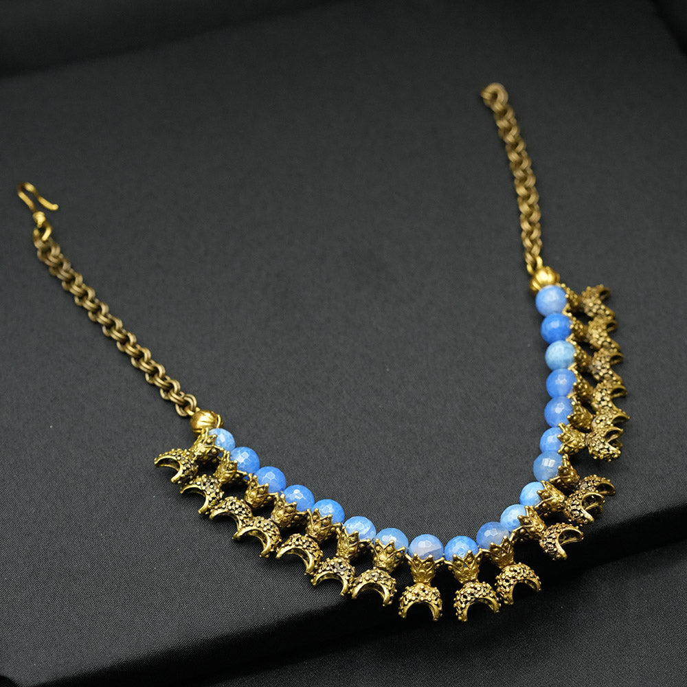 Round Faceted Aquamarine Statement Plastron Necklace