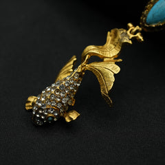 Unusual Gold Koi Fish Matinee Pendant Necklace