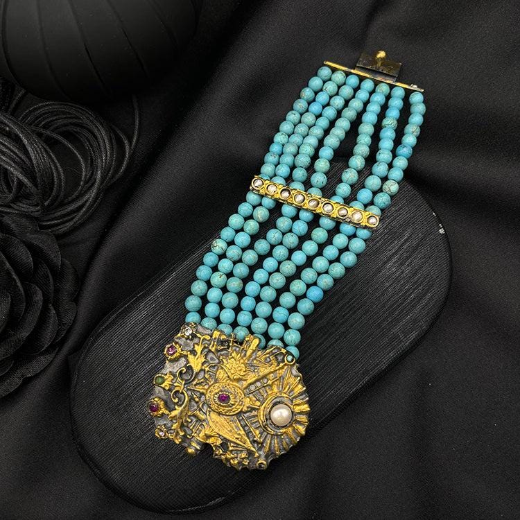 Handmade Bracelet, Unique Bracelet, Design Hand Carved Cuff Bracelet, Turquoise Stones Bracelet, Authentic Turkish Ottoman Jewelry