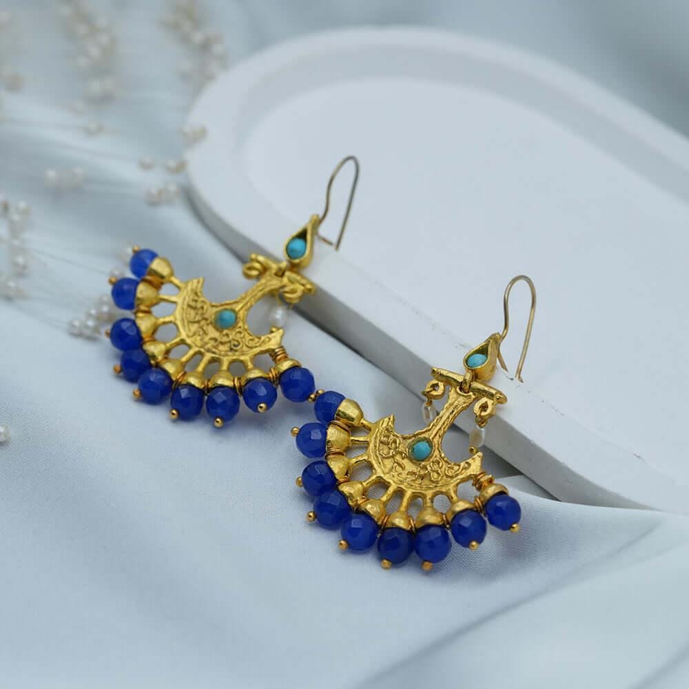 Handmade Dangling Earrings, Chandelier Earrings, Big Gold Purple Gemstone Amethyst  Earrings, Handmade Turkish Jewelery, Artisan Jewelery