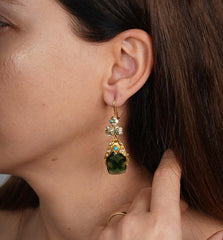 Green Earrings, Green Stone Earrings, Fancy Emerald Gemstone Statement Ottoman Tear Drop Earrings