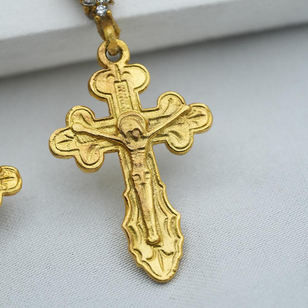 Large Cross Earrings, Handmade Christ Cross Yellow Gold Dangle Earrings, Big Statement Earrings, Jesus Christian jewelry For Women