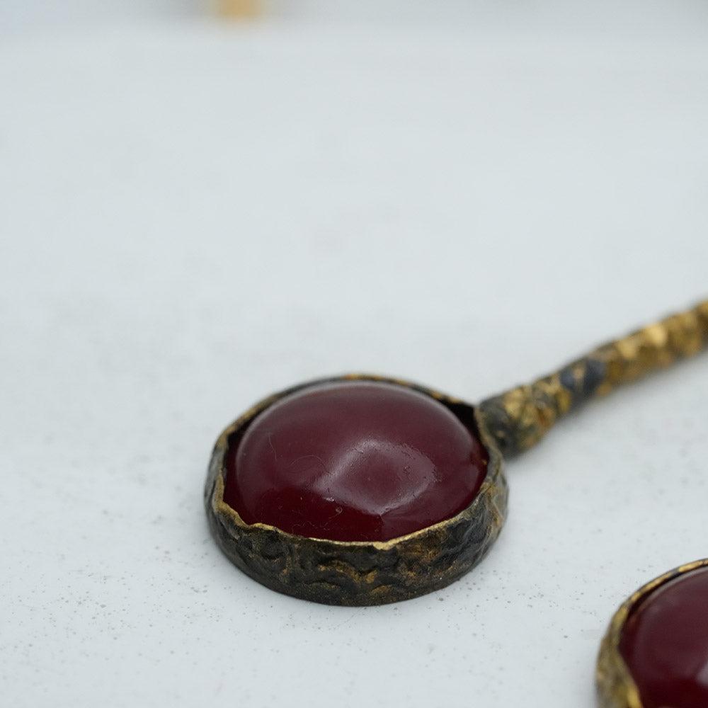 Ruby Earrigs, Gold Plated Earrigs, Gemstone Earrigns, Red Ruby Gemstone Art Deco Drop Earrings, Handmade Earrigs For Women