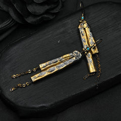 Unique Earrings, Gold Statement Dangle Drop Earrings, Yellow Gold Statement Dangle Bell Earrings, Birthday Graduation Gift for Her