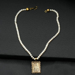 Pearl Necklace, Pearl Gold Plated Necklace, Pearl and Zircon Charm Pendant Necklace, Handmade Necklace For Womens, White Pearl necklace