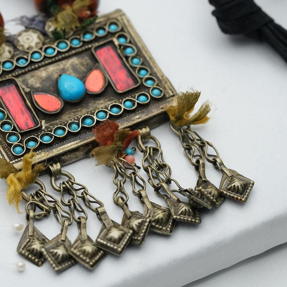Ethnic Beaded Necklace, Stunning Pendant Boho Tribal Catherine Beaded Thread Necklace, Handmade Necklace, Turkish jewelry