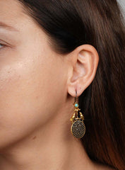Black Earrings, Black Gemstone Earrings, Black Gold Earrings, Drop Earrings, Black Zircon Drop Earrings, Handmade Earrings, Gift For Her