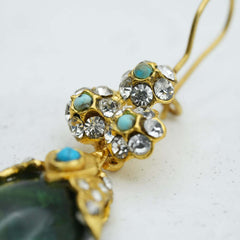 Green Earrings, Green Stone Earrings, Fancy Emerald Gemstone Statement Ottoman Tear Drop Earrings