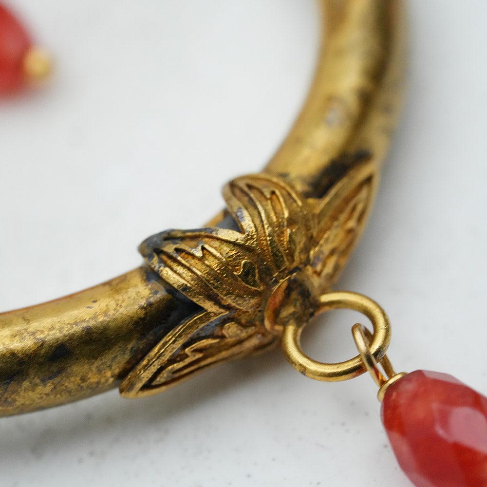 Hoop Earrings, Handmade Authentic Earrings, Stylish Large Hand Created Berber Hoop Earrings, Red Earrings