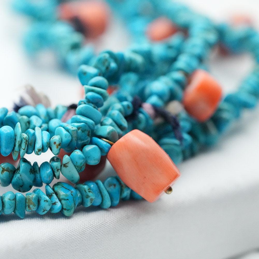 Turquoise Necklace, Gemstone Jewelry, Multi Layer Beaded Blue Turquoise Torsade Women Necklace, Mothers Day Gift Girlfriend Friend