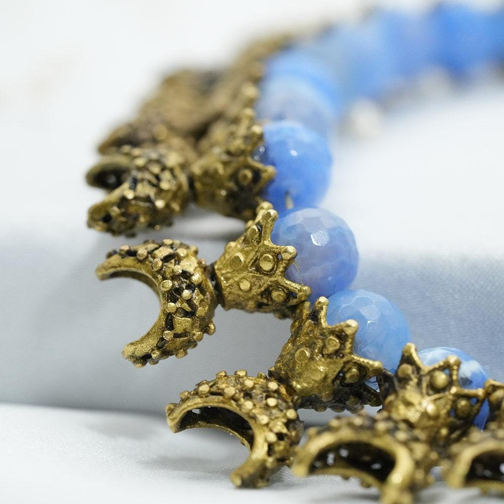 Handmade Necklace, Beaded Aquamarine Necklace, Aquamarine Choker For Women, Ottoman Style Authentic Necklace, Turkish Jewelry