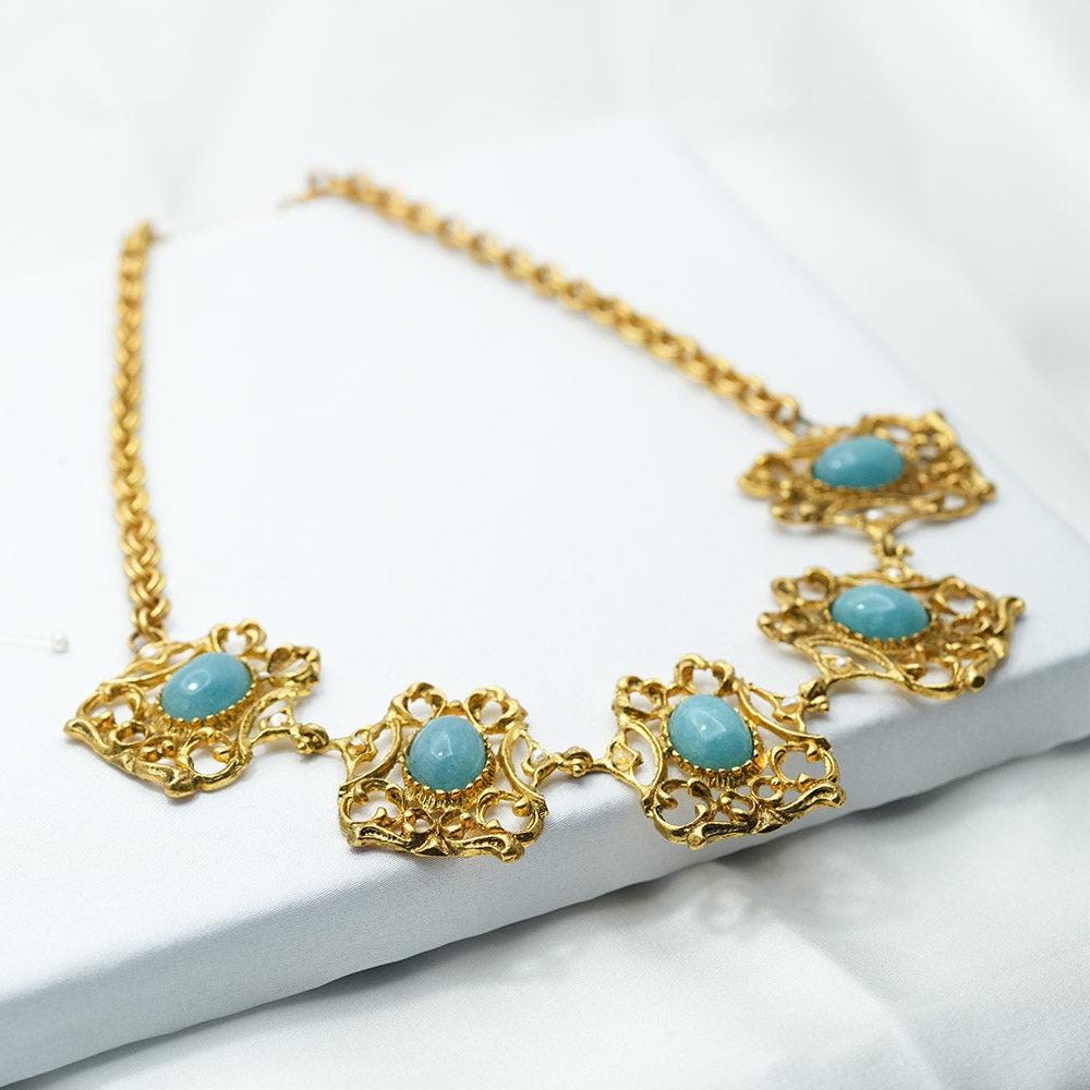 Aquamarine Necklace, Brass Pendant, Raw Aquamarine Necklace, Stunning Hand Carved  Aquamarine Choker Necklace, Handmade Necklace