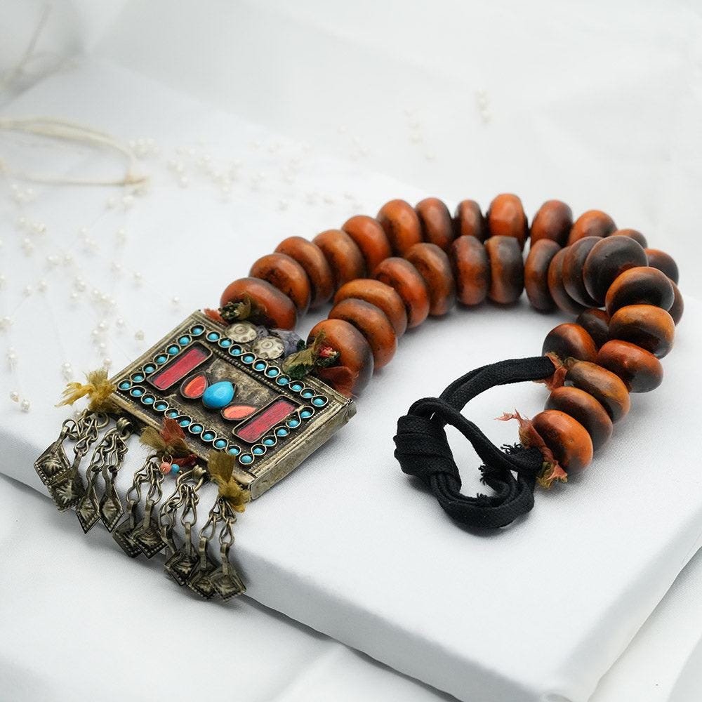 Ethnic Beaded Necklace, Stunning Pendant Boho Tribal Catherine Beaded Thread Necklace, Handmade Necklace, Turkish jewelry