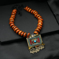 Ethnic Beaded Necklace, Stunning Pendant Boho Tribal Catherine Beaded Thread Necklace, Handmade Necklace, Turkish jewelry