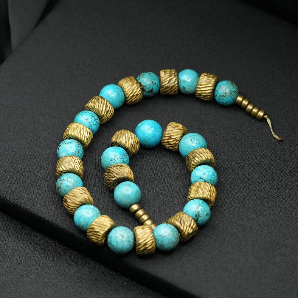 Turquoise And Sandalose Wood Collar Tribal Ethnic African Style Necklace, Handmade Necklace, Turkish jewelry