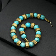 Turquoise And Sandalose Wood Collar Tribal Ethnic African Style Necklace, Handmade Necklace, Turkish jewelry