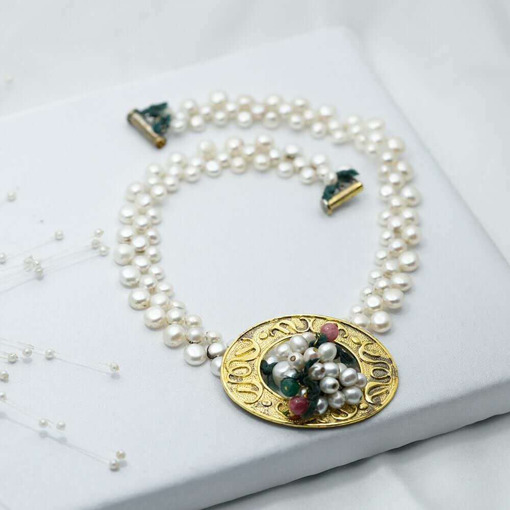 Boutique Jewellery Three Strand Choker Pearl Necklace, Handmade Necklace, Turkish jewelry