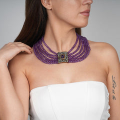 Cute Necklace, Statement Victorian Necklace, Amethyst Choker Necklace, Amethyst Necklace, Handmade Necklace, Turkish Jewelry