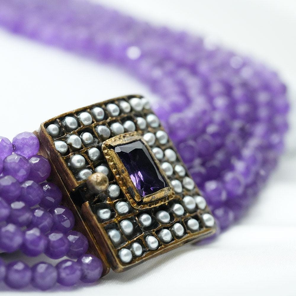 Cute Necklace, Statement Victorian Necklace, Amethyst Choker Necklace, Amethyst Necklace, Handmade Necklace, Turkish Jewelry