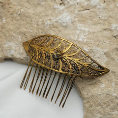 Leaf Hair Comb, Bridal Hair Clip, Wedding Hair Accessories, Vintage Style Hair Comb, Handmade Leafed Filigree Hair Jewelry