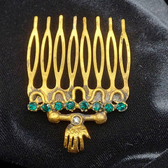 Hair clip, Vintage style, Hand Crafted Hamsa Hair Comb Embellished With Zircon, Gold Hair Clip For Women