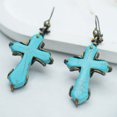 turquois cross earrings women